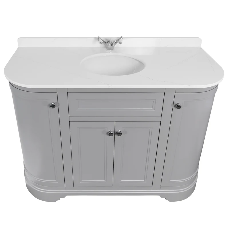 Kingsbury Classic Curved 1200mm Vanity Unit, Worktop & Ceramic Basin - Signal Grey