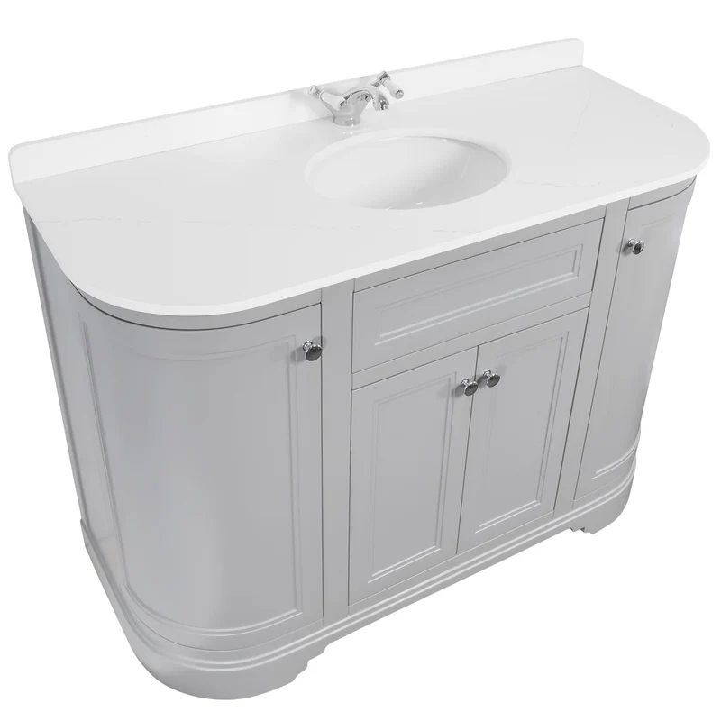 Kingsbury Classic Curved 1200mm Vanity Unit, Worktop & Ceramic Basin - Signal Grey