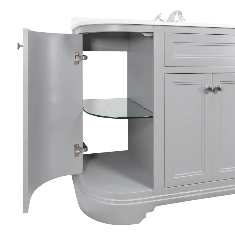 Kingsbury Classic Curved 1200mm Vanity Unit, Worktop & Ceramic Basin - Signal Grey