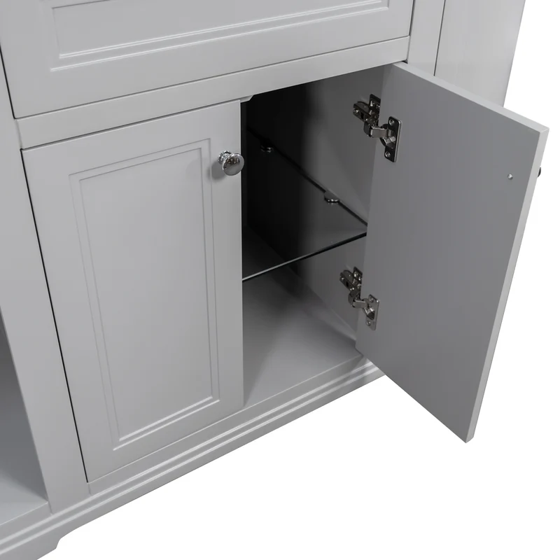 Kingsbury Classic Curved 1200mm Vanity Unit, Worktop & Ceramic Basin - Signal Grey