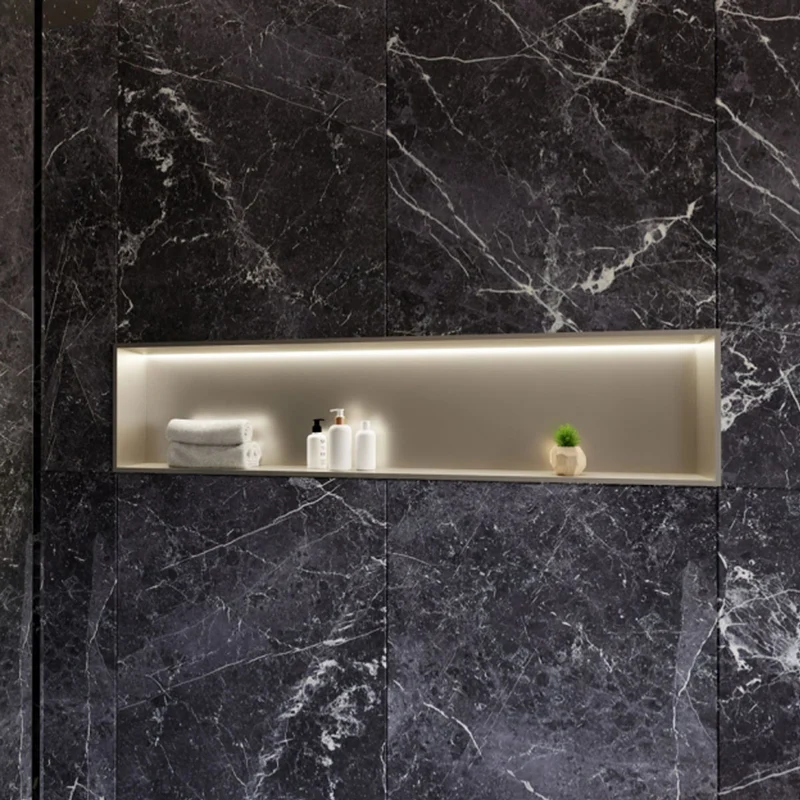 RAK INGOT 300mm x 1200mm Recessed Niche with LED Brushed Nickel