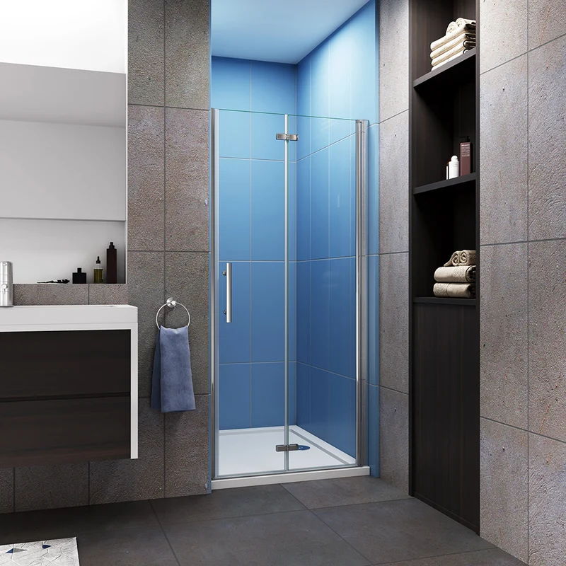 Aica porte de douche pivotante, 195cm hauteur, verre anticalcaire, installation en niche