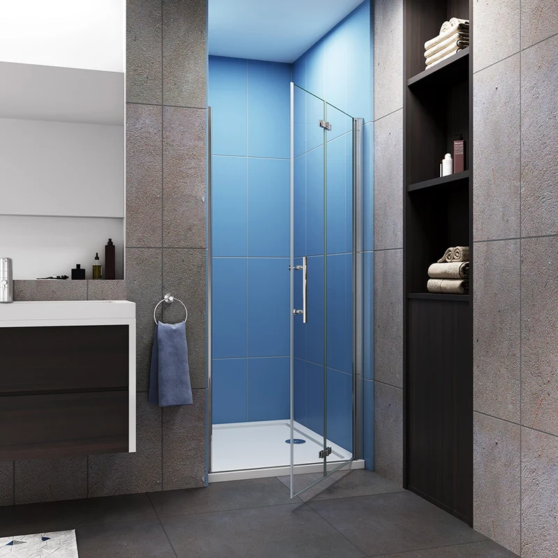 Aica porte de douche pivotante, 195cm hauteur, verre anticalcaire, installation en niche