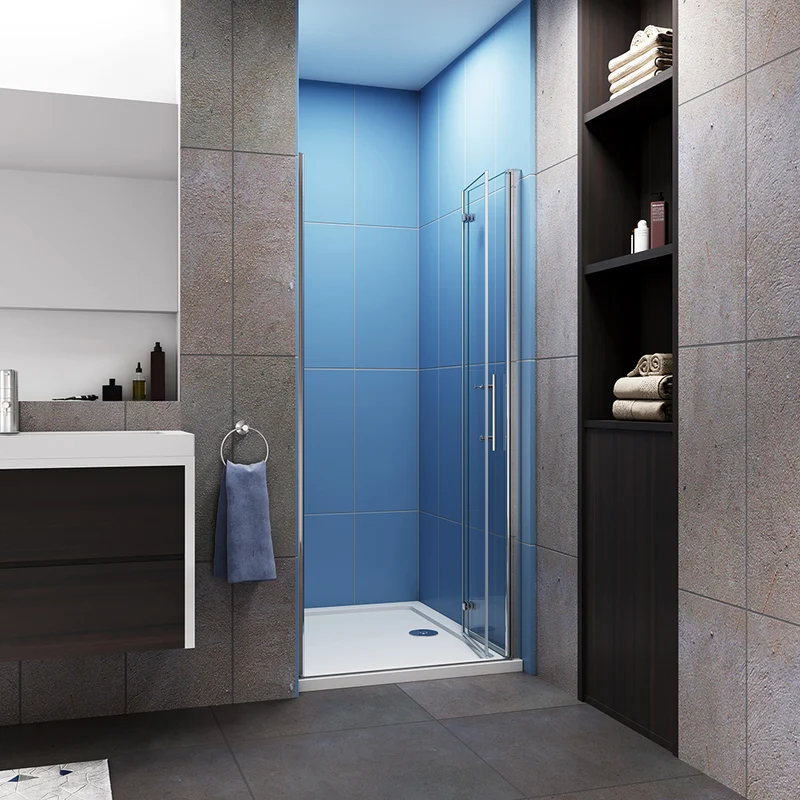 Aica porte de douche pivotante, 195cm hauteur, verre anticalcaire, installation en niche