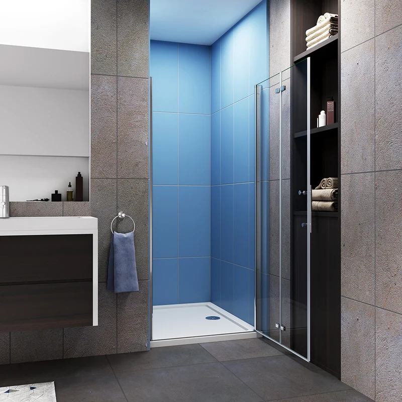 Aica porte de douche pivotante, 195cm hauteur, verre anticalcaire, installation en niche