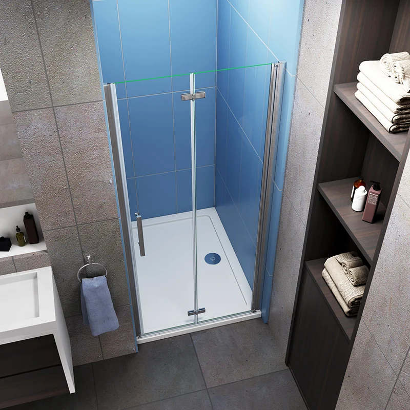 Aica porte de douche pivotante, 195cm hauteur, verre anticalcaire, installation en niche