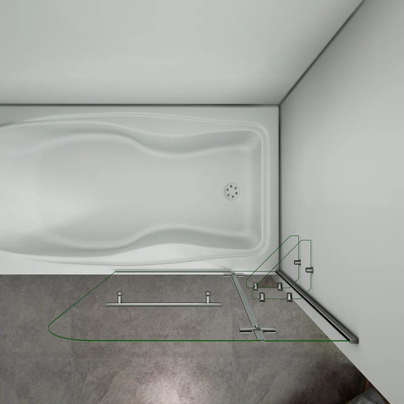 Aica 900/1000/1200x1400x5mm paravent pivotant, pare baignoire avec les étages