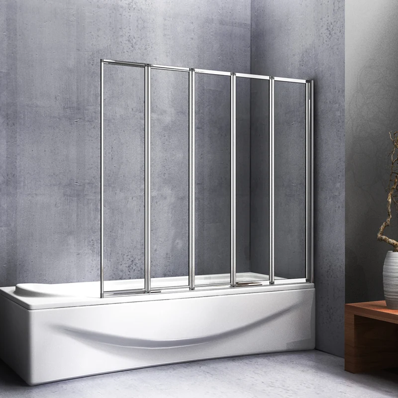 Aica 1200x1400x4mm pare baignoire, écran de baignoire, porte de baignoire, 5 volets pivotants pliants 180°, 4mm verre trempé p-3
