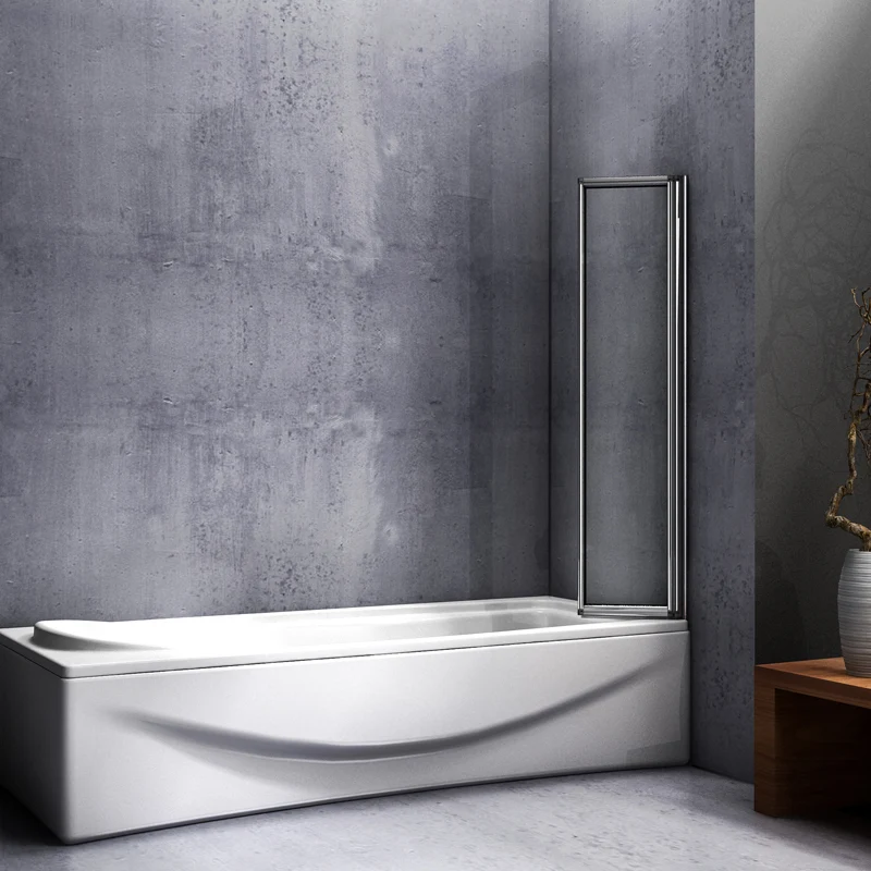 Aica 1200x1400x4mm pare baignoire, écran de baignoire, porte de baignoire, 5 volets pivotants pliants 180°, 4mm verre trempé p-3