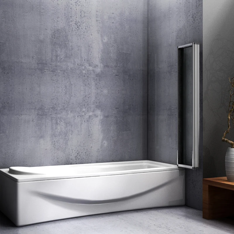 Aica 1200x1400x4mm pare baignoire, écran de baignoire, porte de baignoire, 5 volets pivotants pliants 180°, 4mm verre trempé p-3