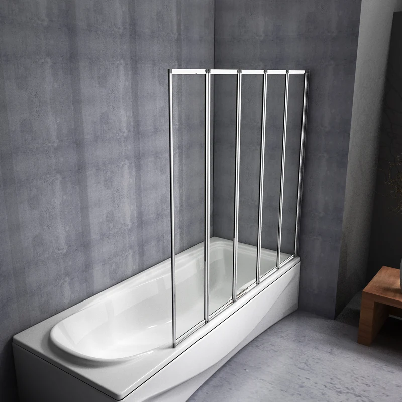 Aica 1200x1400x4mm pare baignoire, écran de baignoire, porte de baignoire, 5 volets pivotants pliants 180°, 4mm verre trempé p-3