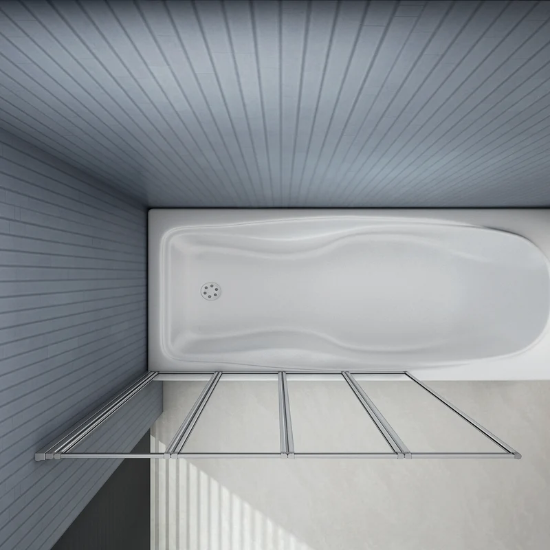 Aica 1000x1400x4mm pare baignoire, écran de baignoire, porte de baignoire, 4 volets pivotants pliants 180°, 4mm verre trempé