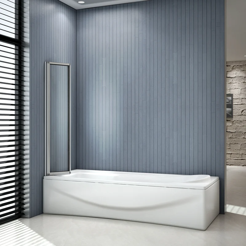 Aica 1000x1400x4mm pare baignoire, écran de baignoire, porte de baignoire, 4 volets pivotants pliants 180°, 4mm verre trempé