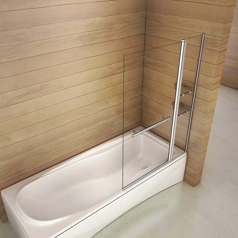Aica 1000x1400x6mm pare baignoire pivotant 180°,écran de baignoire, porte de baignoire , 6mm verre trempé , porte-serviette, avec 2 étagères p-3