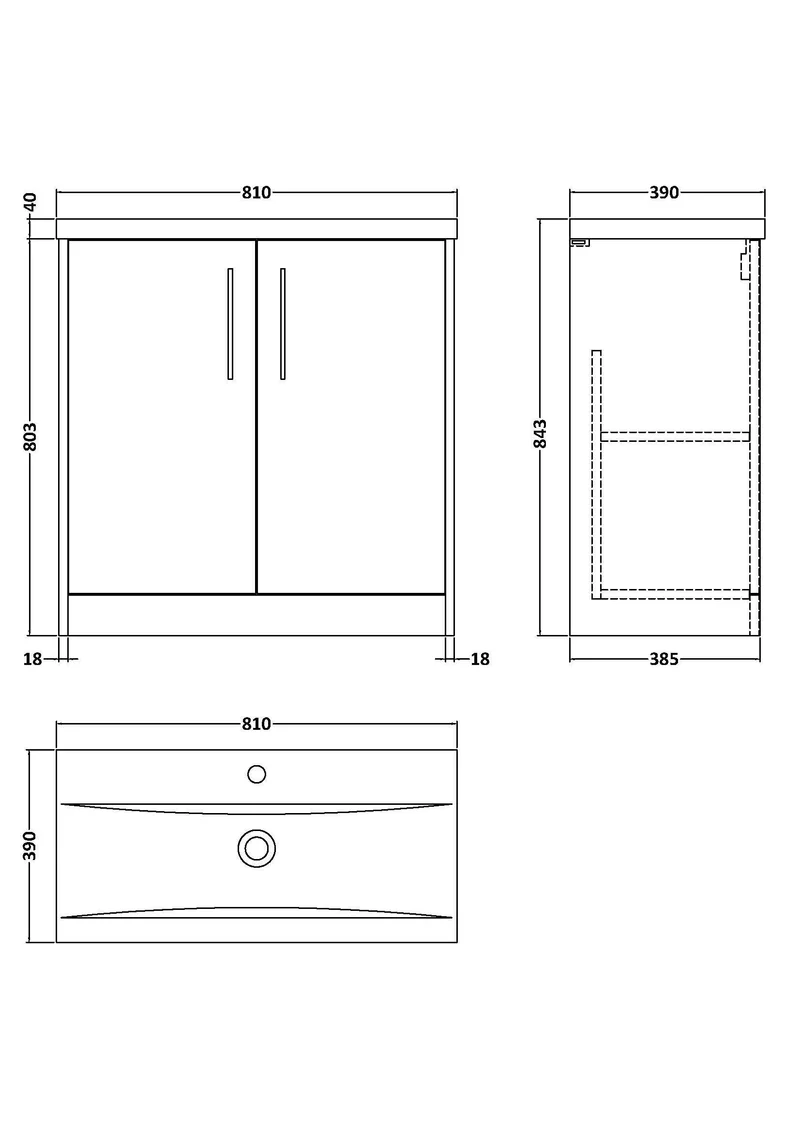 Juno 800mm Floor Standing 2 Door Vanity Unit & Mid Edge Ceramic Basin - Midnight Blue Matt
