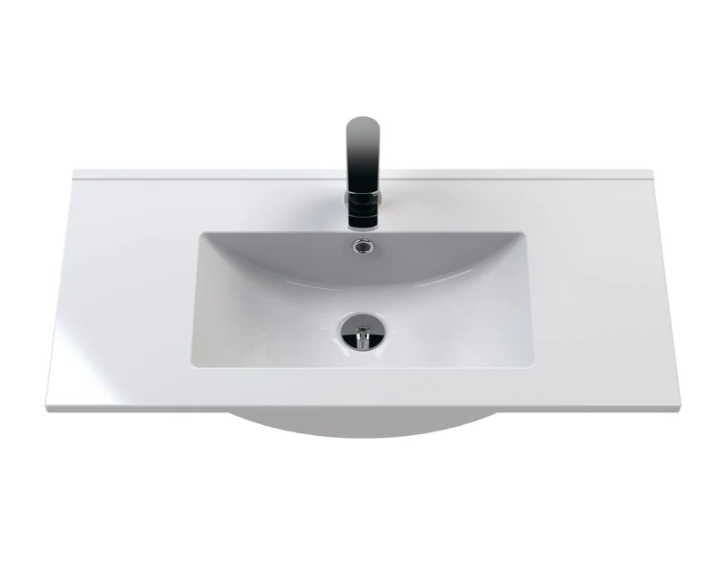 Juno 600mm Floor Standing 2 Door Vanity Unit & Minimalist Ceramic Basin - Midnight Blue Matt