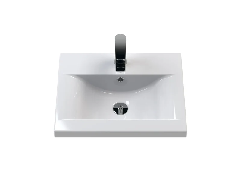 Juno 500mm Floor Standing 2 Door Vanity Unit & Mid Edge Ceramic Basin - Midnight Blue Matt