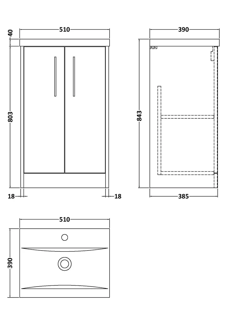 Juno 500mm Floor Standing 2 Door Vanity Unit & Mid Edge Ceramic Basin - Midnight Blue Matt