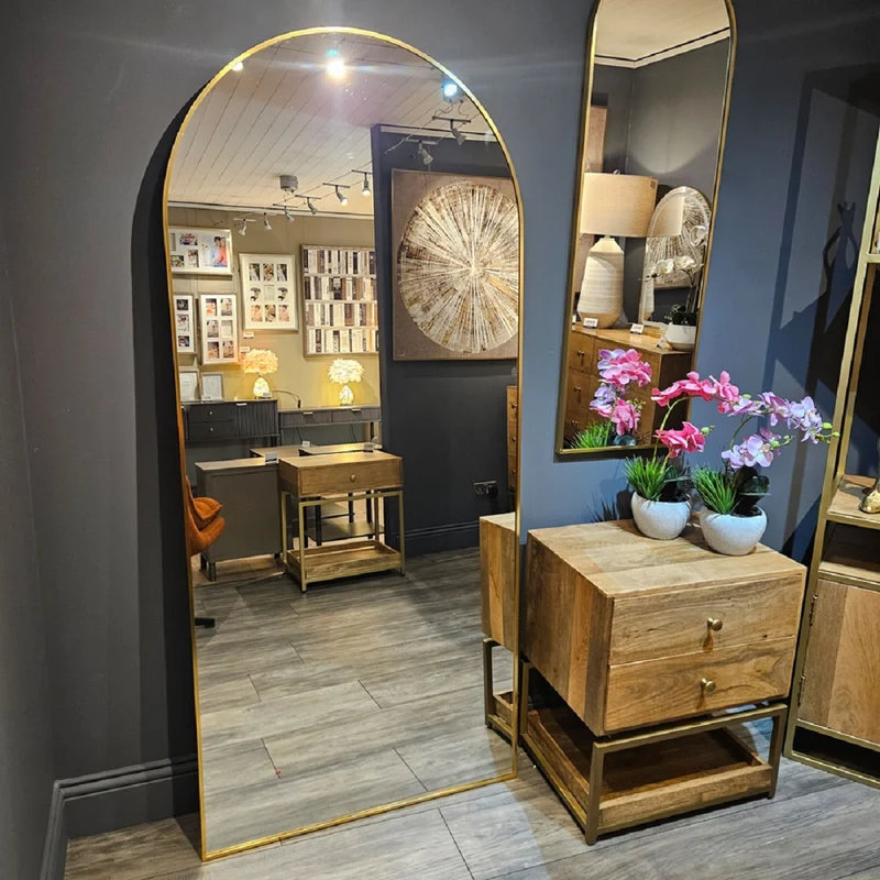 Modena Arch Leaner Mirror Gold 80cm