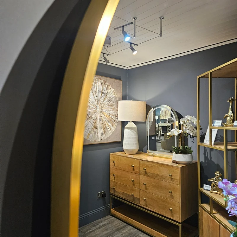 Modena Arch Leaner Mirror Gold 80cm