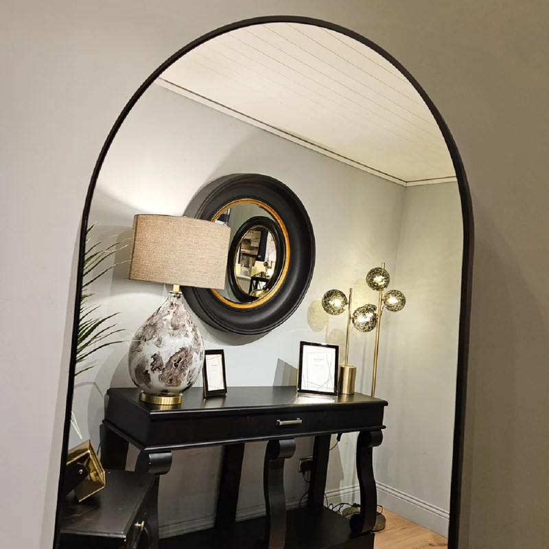 Modena Arch Leaner Mirror Black 80cm