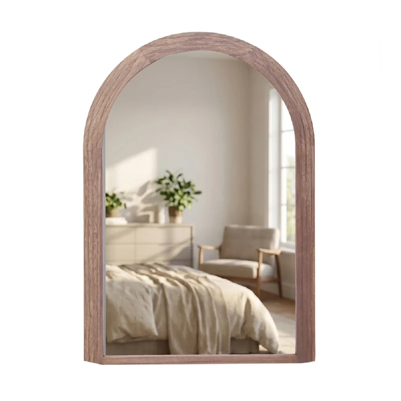 Stepped Arched Wall Mirror Natural 70 x 100cm