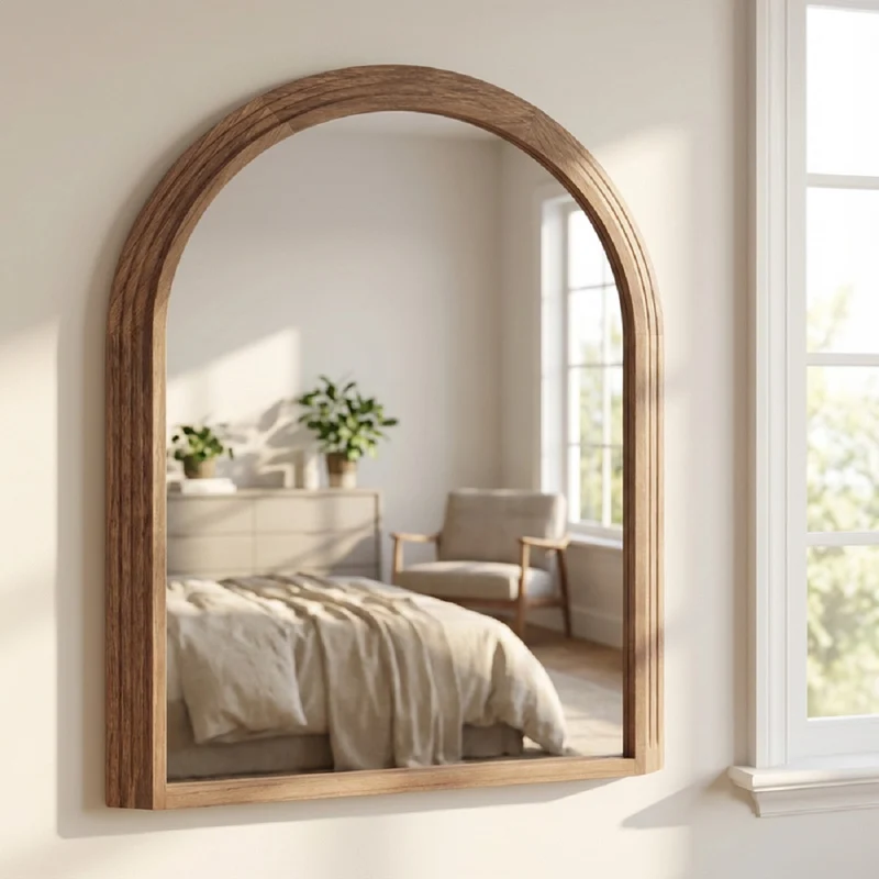 Stepped Arched Wall Mirror Natural 70 x 100cm