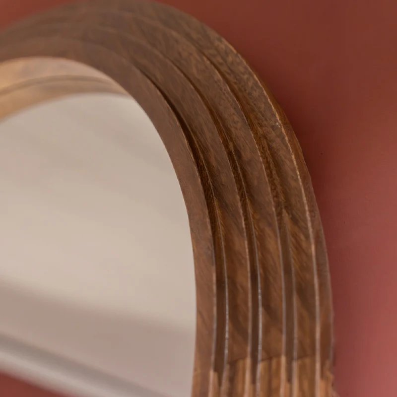 Stepped Arched Wall Mirror Natural 70 x 100cm