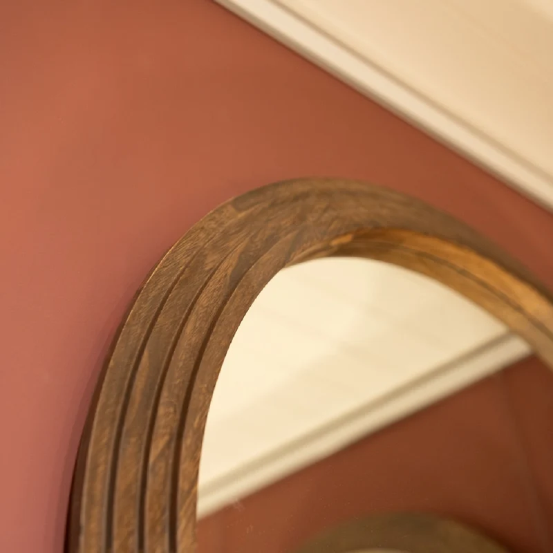 Stepped Arched Wall Mirror Natural 70 x 100cm