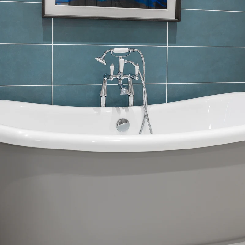 Eliseo Ricci Newbury Floor Standing Bath Shower Mixer - White Handles