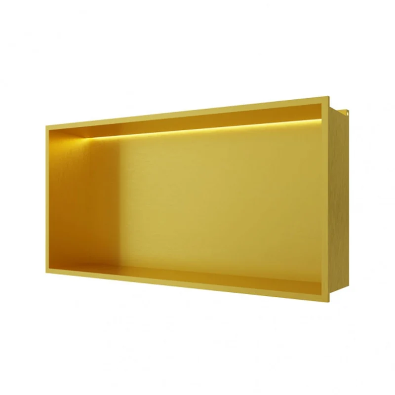 RAK INGOT 300mm x 600mm Recessed Niche with LED Brushed Gold