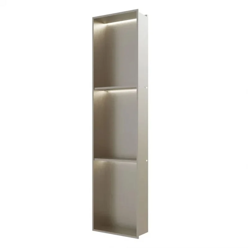 RAK INGOT 300mm x 1200mm Recessed Niche with 2 Shelves & LED Brushed Nickel