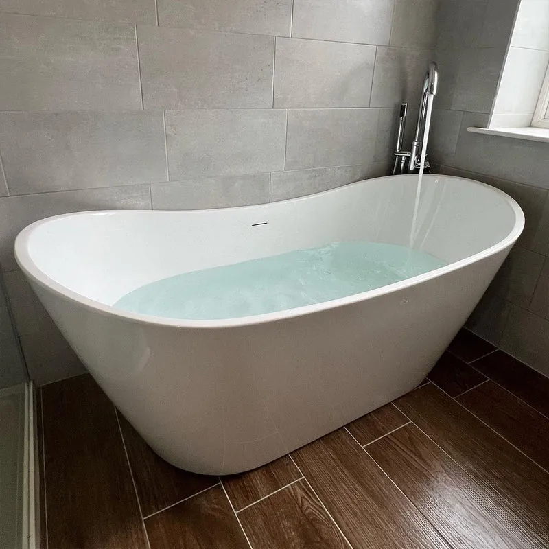 Viktor Benson Tahoe 1700 x 800mm Freestanding Double Ended Bath with Slim Over Flow & White Waste