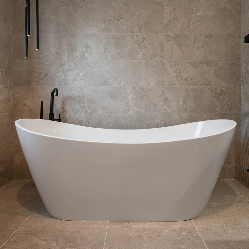 Viktor Benson Tahoe 1700 x 800mm Freestanding Double Ended Bath with Slim Over Flow & White Waste
