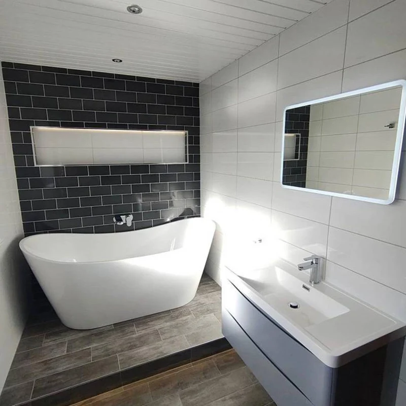 Viktor Benson Tahoe 1700 x 800mm Freestanding Double Ended Bath with Slim Over Flow & White Waste