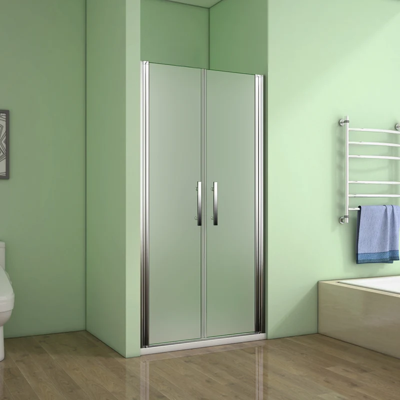 Aica porte de douche battante verre satiné et anticalcaire, porte battante en niche, 185cm de haut