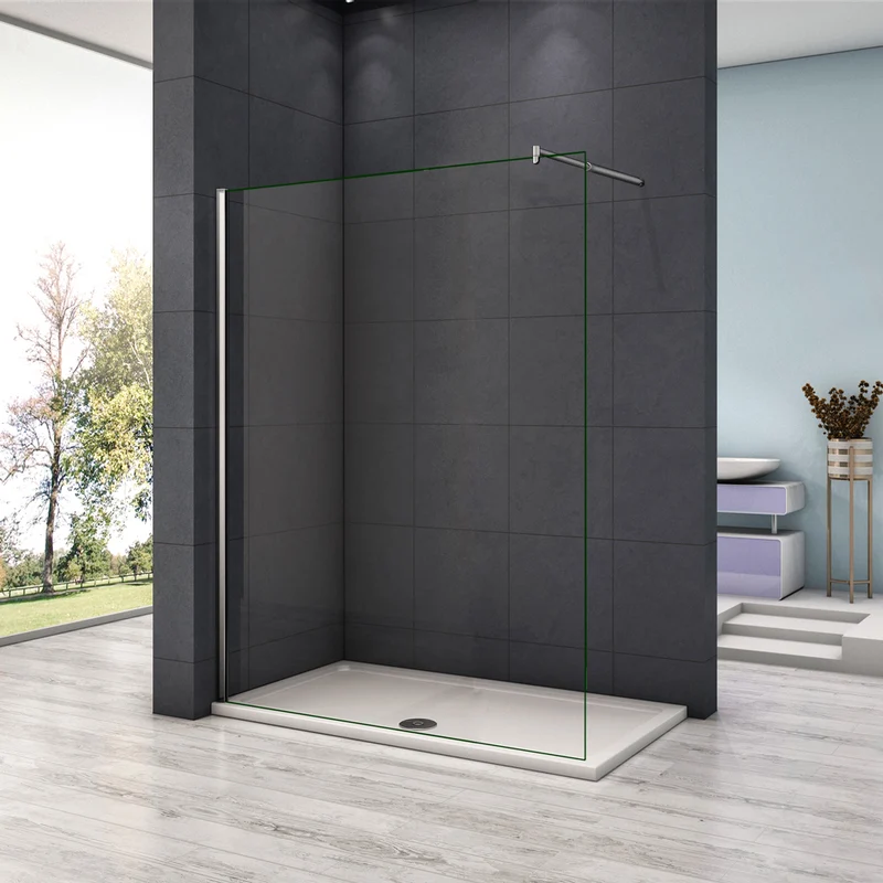 Aica paroi de douche à l'italienne, paroi de douche en 8mm verre anticalcaire, livré avec une barre extensible 70-120cm
