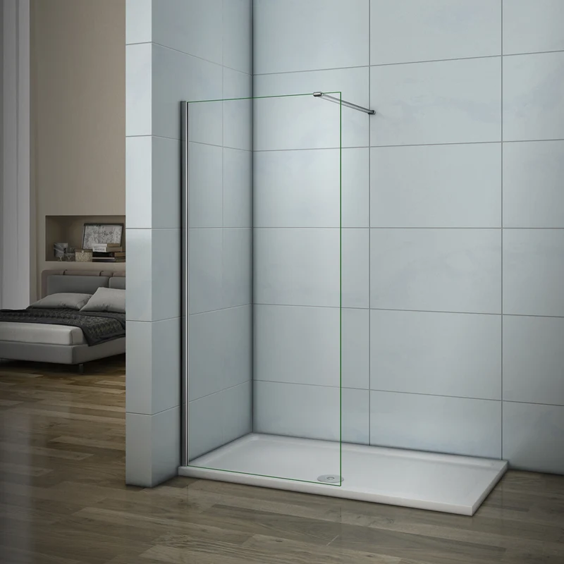 Aica paroi de douche à l'italienne, paroi de douche en 8mm verre anticalcaire avec barre de fixation 140cm