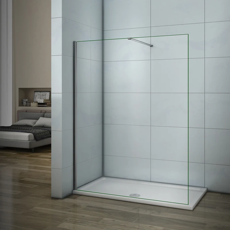 Aica paroi de douche à l'italienne, paroi de douche en 8mm verre anticalcaire avec barre de fixation 140cm