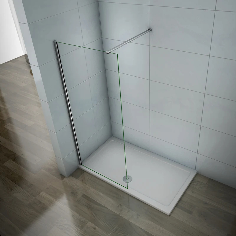 Aica paroi de douche à l'italienne, paroi de douche en 8mm verre anticalcaire avec barre de fixation 140cm