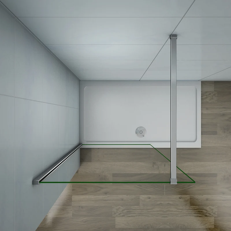 Aica paroi de douche à l'italienne, paroi de douche en 8mm verre anticalcaire avec barre de fixation 140cm