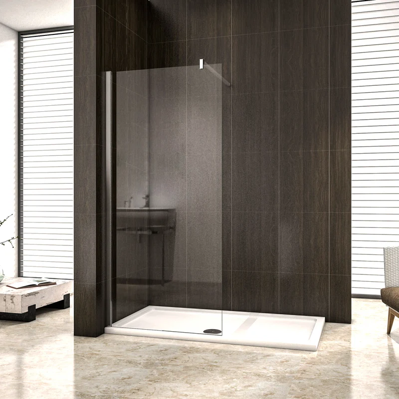 Aica paroi de douche à l'italienne avec barre de fixation 140cm, paroi de douche en 8mm verre anticalcaire