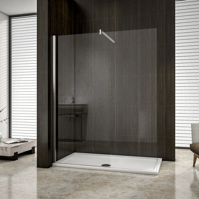 Aica paroi de douche à l'italienne avec barre de fixation 140cm, paroi de douche en 8mm verre anticalcaire
