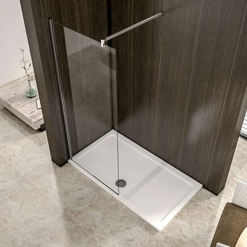 Aica paroi de douche à l'italienne avec barre de fixation 90cm, paroi de douche en 8mm verre anticalcaire