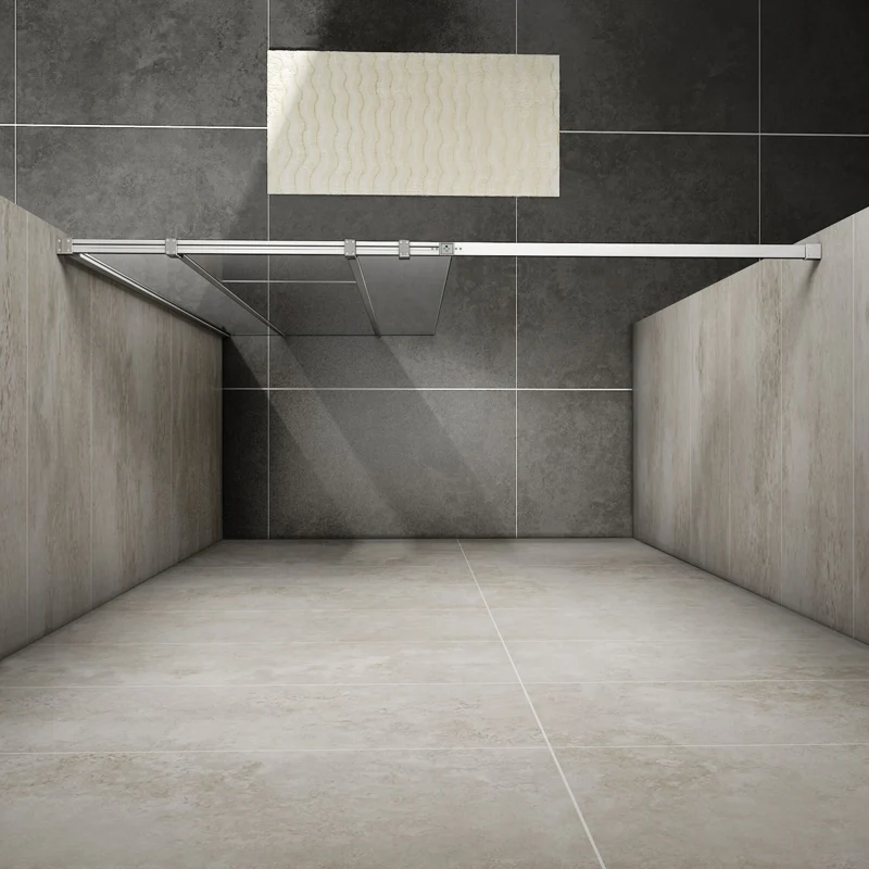 Aica paroi de douche à l’italienne en 8mm verre anticalcaire transparent et miroir, avec une barre de renfort