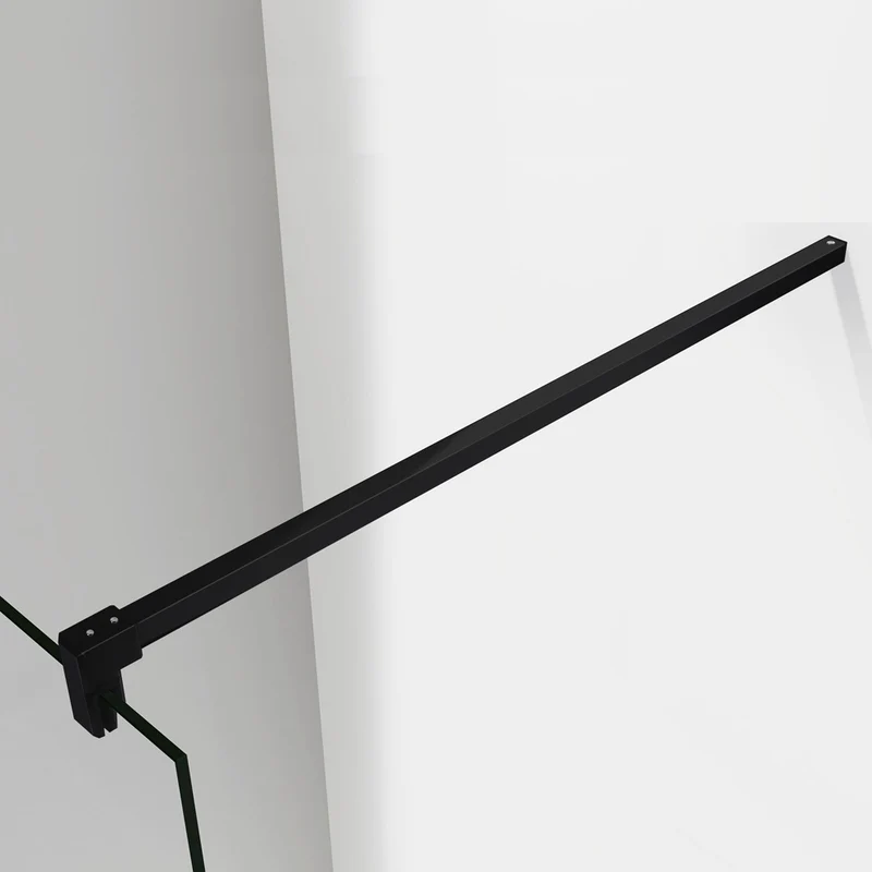 Aica paroi de douche à l’italienne en noire mat, paroi de douche en 8mm verre anticalcaire, livré avec une barre de fixation 140cm en noire mat