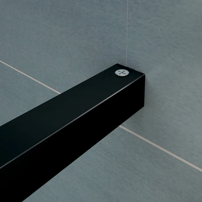 Aica paroi de douche à l’italienne en noire mat, paroi de douche en 8mm verre anticalcaire, livré avec une barre de fixation 140cm en noire mat