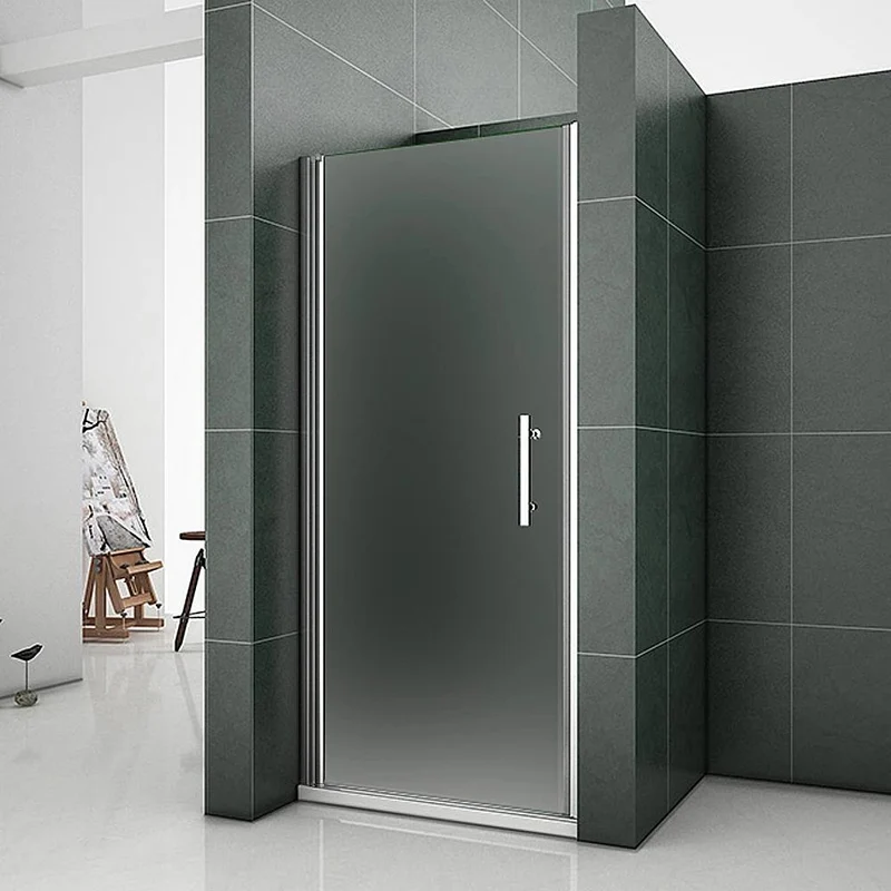 Aica porte de douche pivotante 185cm hauteur verre anticalcaire et sablé installation en niche
