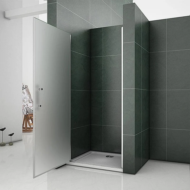 Aica porte de douche pivotante 185cm hauteur verre anticalcaire et sablé installation en niche