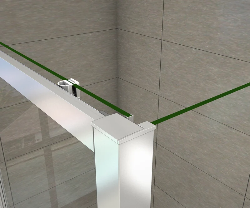 Aica cabine de douche en forme U, une porte de douche coulissante avec 2 parois latérales, verre transparent